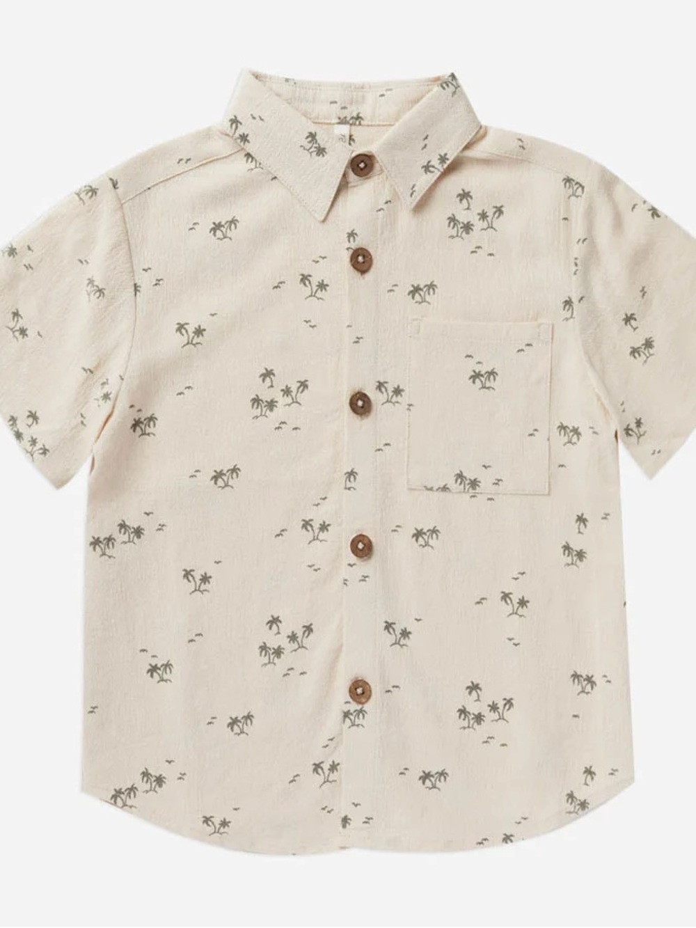 Rylee + Cru Cream Short-Sleeve Button-Down with Palm Tree Print